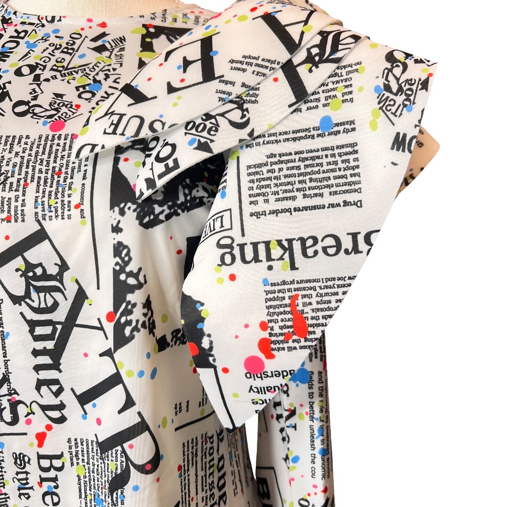 #A019 – For Her NYC Multi-Print Ruffle Shoulder Dopamine Blouse –  M (NWT) - Picture 4 of 12
